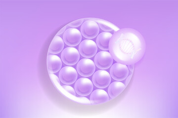 Hyaluronic acid and Niacinamide hair and skin solutions ad, purple collagen serum drops into skin cell with cosmetic advertising background ready to use, illustration vector.