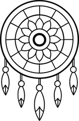 native american indian talisman dreamcatcher vector illustration



