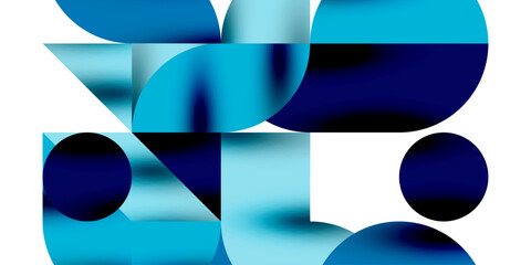 Tech minimal circular shapes geometric art. Vector modern circles © antishock