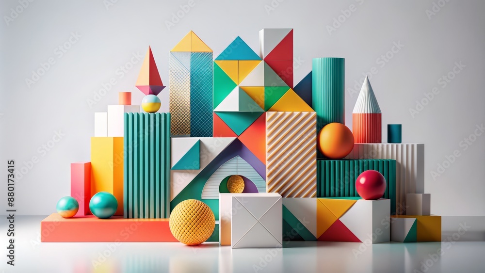 Aufkleber stunning abstract minimalist composition featuring geometric shapes in bold contrasting colors on a 