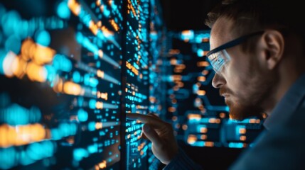 The engineer programmer checking the code