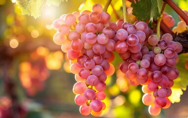 A clear photo of a bunch of ripe grapes on a vine