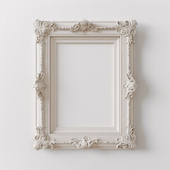 Square frame mockup close up on wall painted beige color, 3d render 