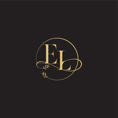 luxury concept EL circle and organic style wedding monogram design letter
