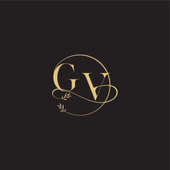 luxury concept wedding monogram design letter circle and organic style GV