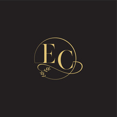luxury concept EC circle and organic style wedding monogram design letter