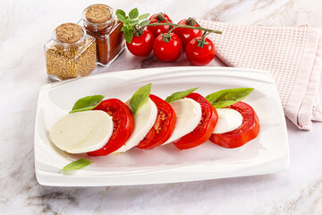 Italian caprese salad with mozzarella