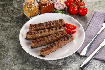 Grilled beef kebab minced meat