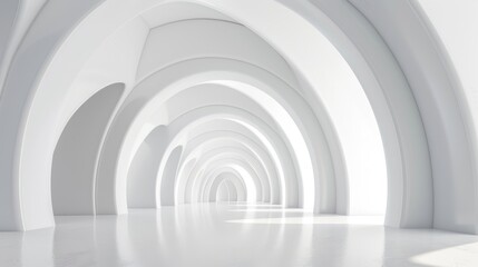 Naklejka premium Abstract architecture background, futuristic white arched interior 3d render