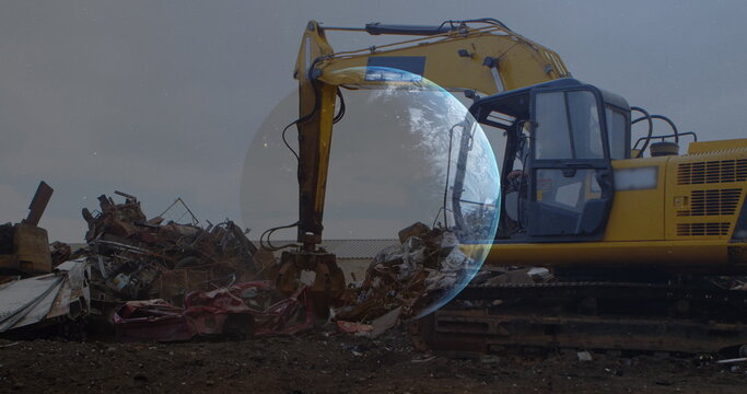 Image of data processing over excavator