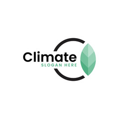 The Climate logo with the circle represent globe and earth and the leaf to signify sustainable