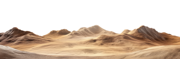 Desert landscape with mountains isolated on transparent background