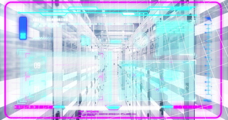 Obraz premium Image of mathematical equations and data processing over computer servers