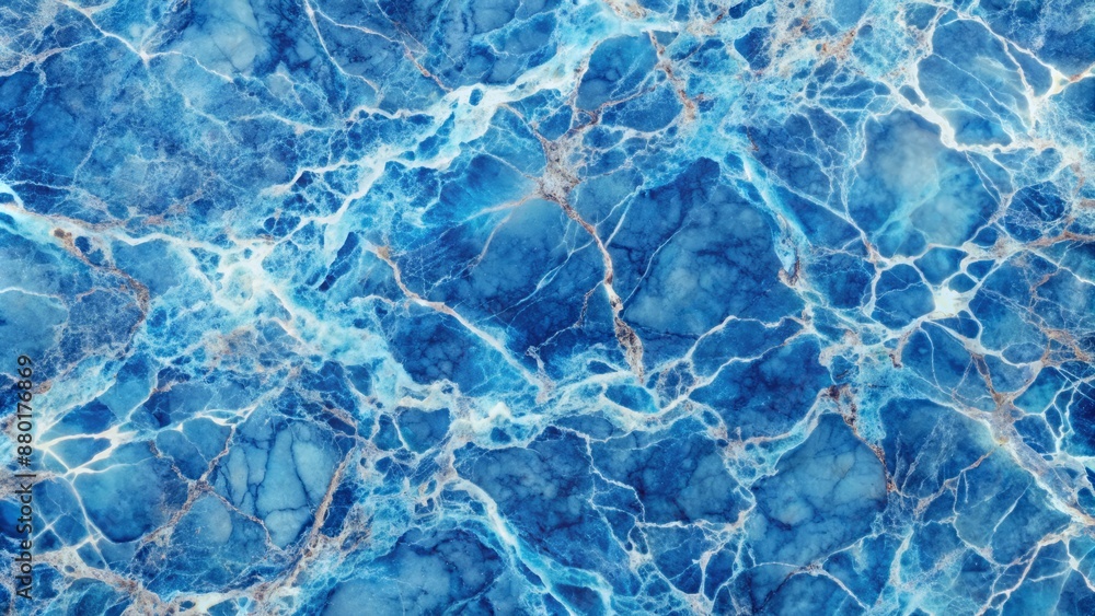 Aufkleber Vibrant blue marbleized texture background with intricate patterns and subtle gradient effect in high resolution for design and creative projects.