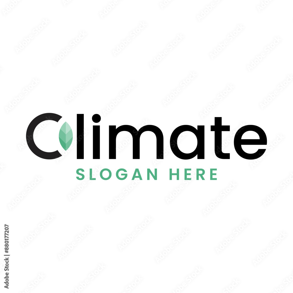 Poster the initial c logomark for climate logo with the circle as globe and earth and the leaf signify sust