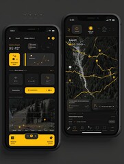 The interface of the mobile application with a dark background for determining the weather.