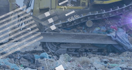 Fototapeta premium Image of data processing and statistics over wasteland