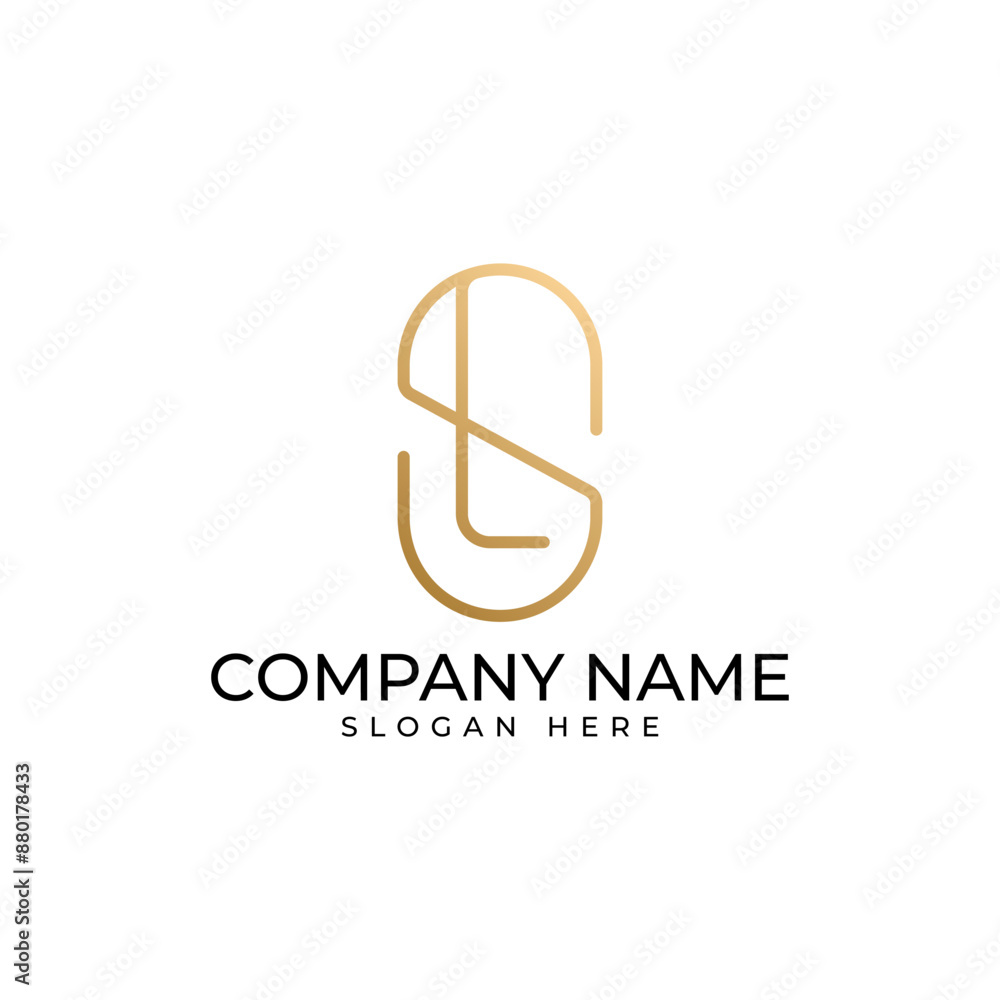 Aufkleber the ls initial logomark with the lineart style in gold gradient and soft round executed in luxury el