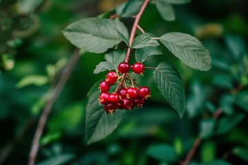 Obraz premium Red ripe wild lingonberries in north forest