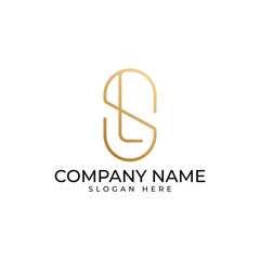 Obraz premium The LS initial logomark with the lineart style in gold gradient and soft round executed in luxury elegance modern and minimalist style
