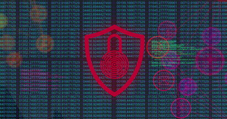 Image of data processing over padlock