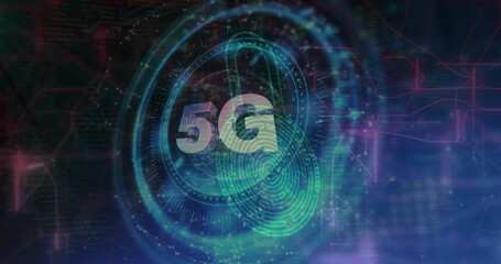 Image of 5g text, scopes scanning and data processing