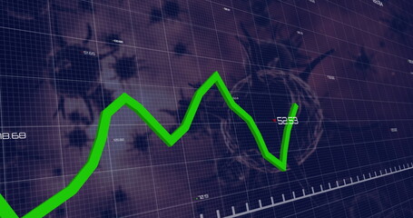 Image of data processing over covid 19 virus cells