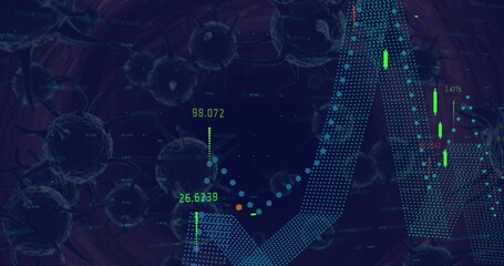 The graphic illustrates colourful data, graphs and statistics on a colourful background