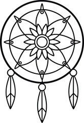 Fototapeta premium traditional dreamcatchers ornament illustration black and white