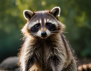 close up of a raccoon, portrait of a raccoon