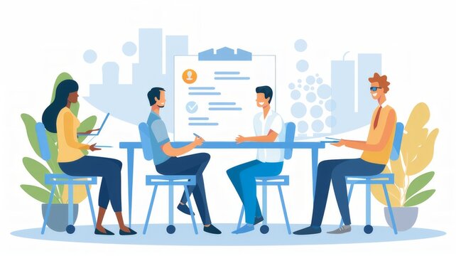 Employer or HR leader is interviewing participants, applying for a company employee, and having read the proficiency test resume to recruit qualified employees, Selection of job applicants.