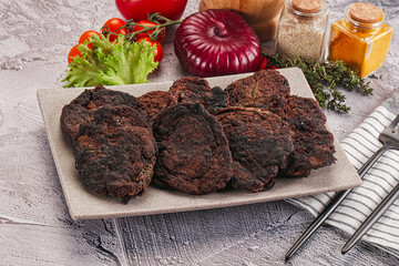 Liver pancakes in the bowl