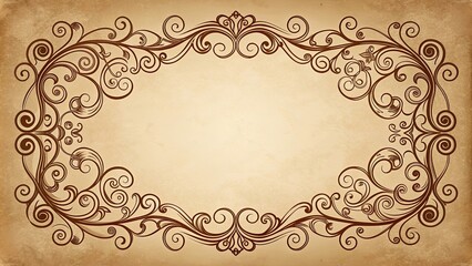 Fototapeta premium Vintage calligraphic frame and border with intricate swirls and flourishes, vintage, calligraphic, frame, border,swirls