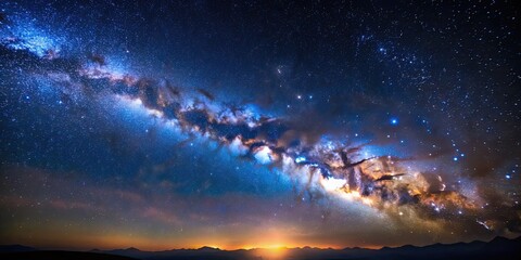 Fototapeta premium Starry night sky with the Milky Way galaxy , stars, universe, astronomy, night, space, galaxy, constellations, celestial