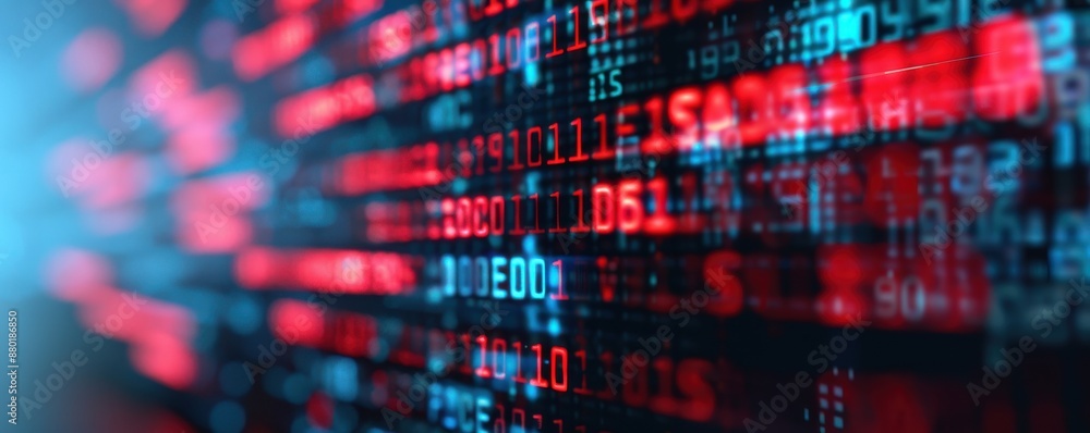 Poster holographic data breach, advanced security response, futuristic environment.copy space for text, foc