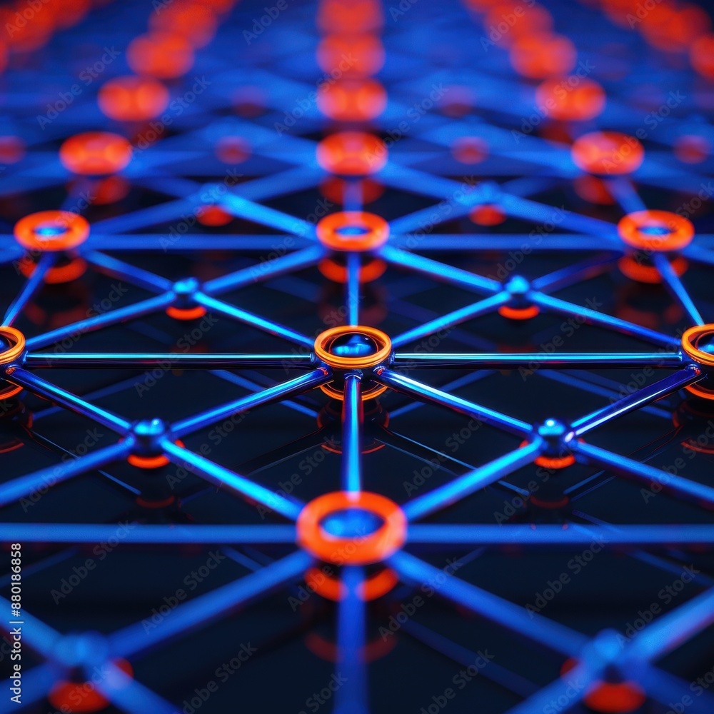 Poster holographic network infrastructure, secure data flow, futuristic technology.copy space for text, foc