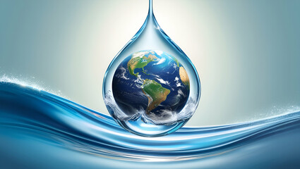 earth planet shaped like a drop of water World Water Day Concept isolated on white background ai generative.