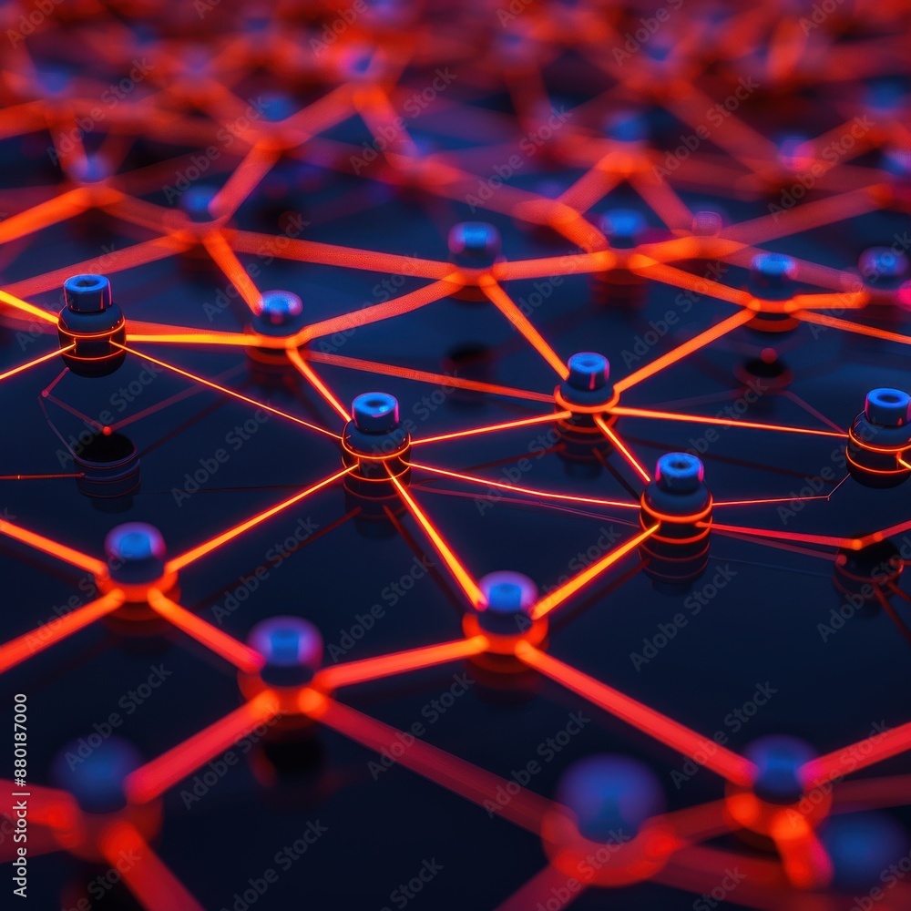 Poster holographic network infrastructure, secure data flow, futuristic technology.copy space for text, foc