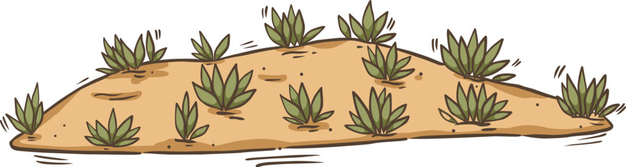 green grass on soil mound border illustration for decoration on nature scene.