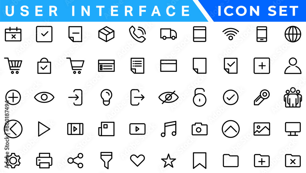 Poster mega set of ui ux icons, user interface icon set collection