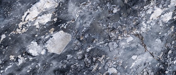 Fototapeta premium Panoramic close-up, high detail scan of chiseled marble texture, Generative AI