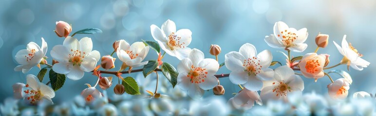 Obraz premium Delicate White Blossoms on a Branch