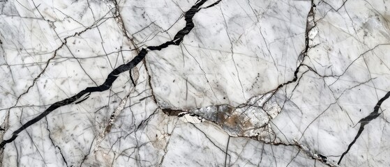 Panoramic close-up, high detail scan of cracked marble texture, Generative AI 