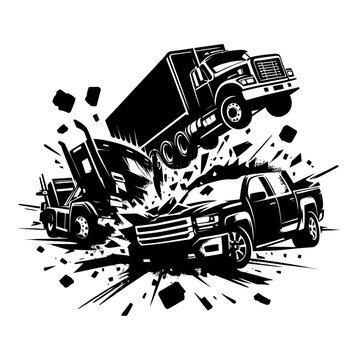 recommend clip art: Truck accident car silhouette vector