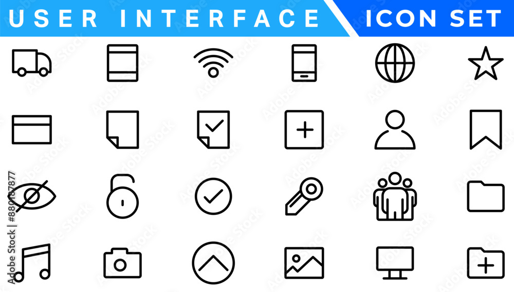 Poster mega set of ui ux icons, user interface icon set collection