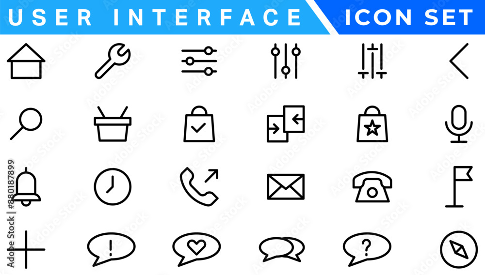 Poster mega set of ui ux icons, user interface icon set collection