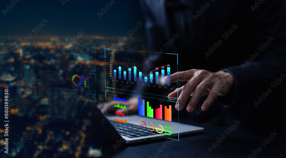 Aufkleber reports and research on platform digital technology and analyst manages the system database. concept