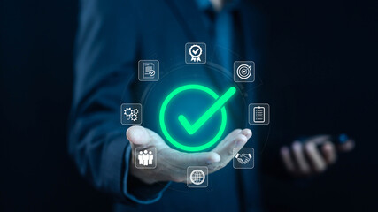 service best certification industrial, quality guarantee process. concept. of quality control service system business certificate standard iso digital technology, satisfaction with customers