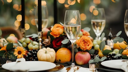 Halloween-themed sweethearts, their costumes and decor perfectly aligned, creating a stylish and spooky atmosphere, highlighted by autumn colors