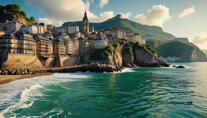 Naklejka premium Coastal Town in Spain.